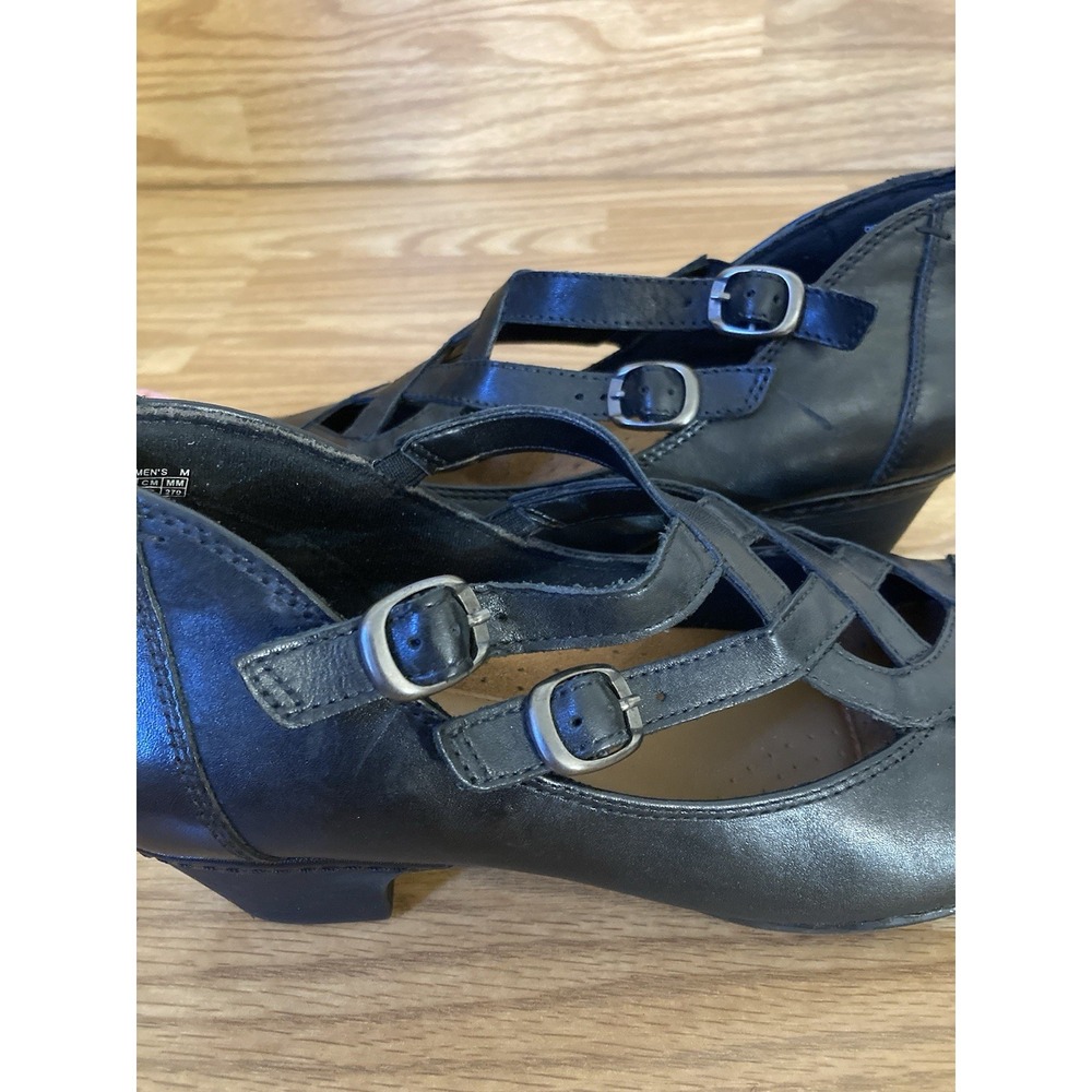 Rockport by Cobb Hill Abbott Curvy Black Leather Edgy Mary Jane Shoes Size  10